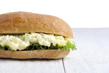 close up egg sandwich