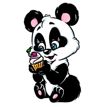  Little Panda cake animal cartoon illustration
