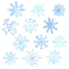 Set of watercolor snowflakes
