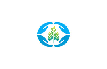 circle hand plant farm logo