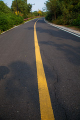 Naklejka premium Beautiful Sun Rising Sky With Asphalt Highways Road