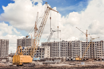 Construction area with the building machinery