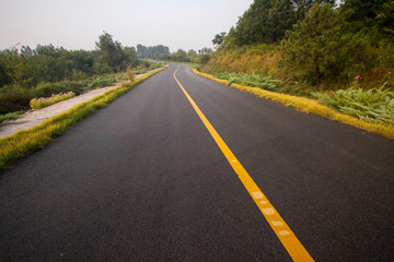 Obraz premium Beautiful Sun Rising Sky With Asphalt Highways Road