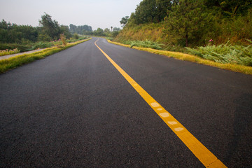 Fototapeta premium Beautiful Sun Rising Sky With Asphalt Highways Road