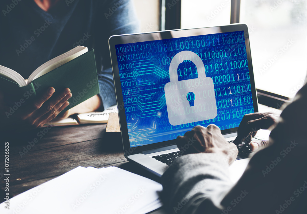 Poster security data protection inofrmation lock save private concept