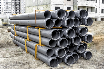 Plastic pipe in a construction site