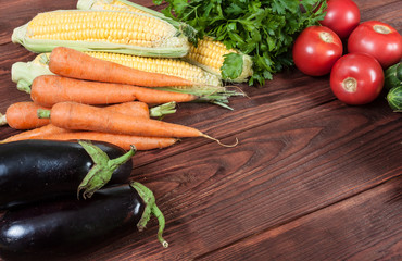 vegetables on wooden background