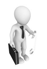 3d businessman with cash voucher in hand. 