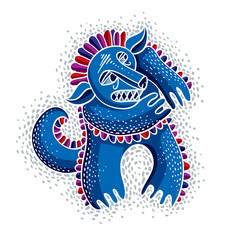 Vector cute Halloween character ogre, fictitious angry creature.