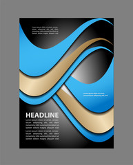 Fototapeta premium Abstract blue and orange background with wave - brochure design or flyer 