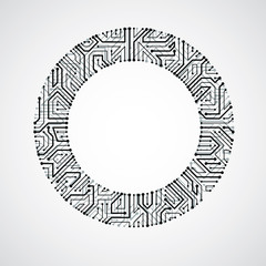 Vector circuit board circle, digital technologies abstraction. 