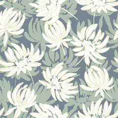 hand drawn flowers seamless pattern. Floral background for web design, greeting cards, wrapping paper