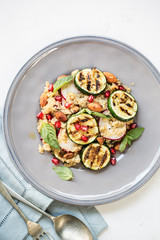 Quinoa with grilled courgette salad