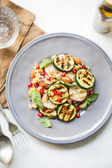 Quinoa with grilled courgette salad