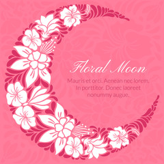 Fototapeta na wymiar Floral design decorated crescent moon