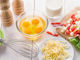 Omelette ingredients.