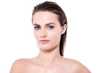 Obraz premium Studio shot of caucasian woman
