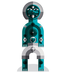 Bizarre creature vector illustration, cubism graphic modern picture