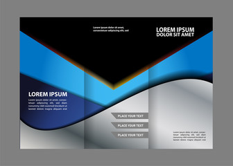Vector blue tri-fold brochure design template
