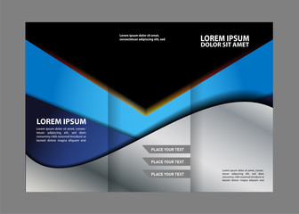 Fototapeta premium Vector blue tri-fold brochure design template 
