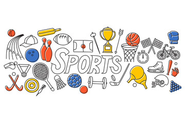 Flat line art design of Sports concept