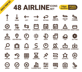 Airline web universal pixel perfect line icons