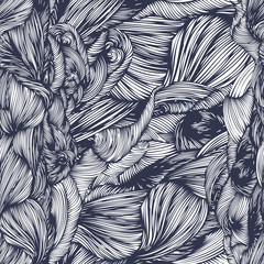 Vector seamless wave hand drawn pattern. Can be used for wallpap