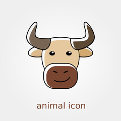 Bull icon. Farm animal vector illustration