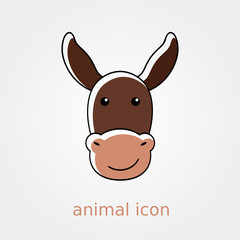 Obraz na płótnie Canvas Donkey icon. Farm animal vector illustration