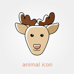 Deer flat icon. Animal head vector illustration