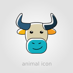 Bull icon. Farm animal vector illustration