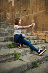 Beautiful Teenage Girl in the Old Town