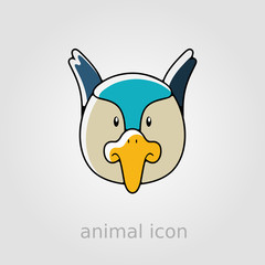 Pheasant flat icon. Animal head vector