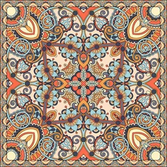 Papier Peint photo Lavable Tuiles marocaines foulard ou foulard en soie authentique motif carré