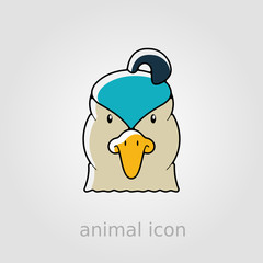 Quail flat icon. Animal head vector symbol