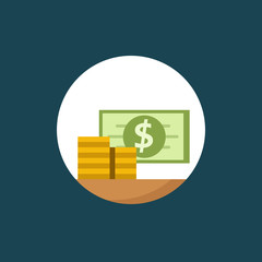 Big stacked pile of cash. Flat style illustration. EPS 10 vector.