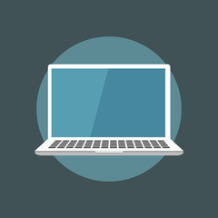 Laptop flat icon with shadow