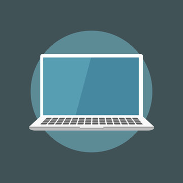 Laptop flat icon with shadow
