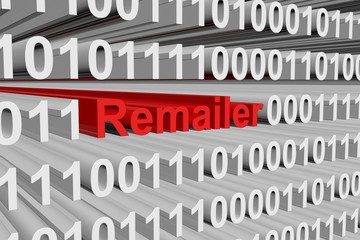 remailer in the form of binary code, 3D illustration