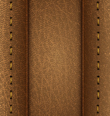 Realistic vector brown leather diary texture and stitches. Vector Illustration. EPS 10.