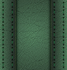 Realistic vector green leather diary texture and stitches. Vector Illustration. EPS 10.