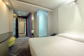 Fototapeta na wymiar Elegant modern bedroom interior