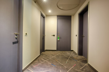 Corridor and doors in hotel interior