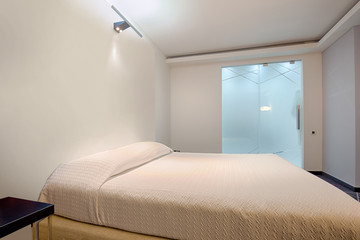 Modern hotel bedroom interior