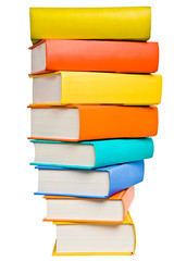 stack of colored book in hemicircle isolated on white