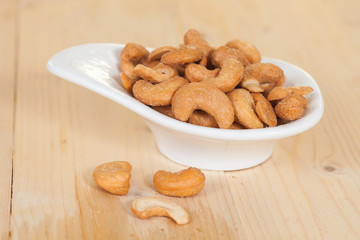 fresh cashew nuts in a bowl