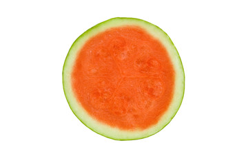 tasty rape round slice of watermelon isolated on white