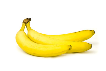 ripe yellow bunch of banana isolated on white