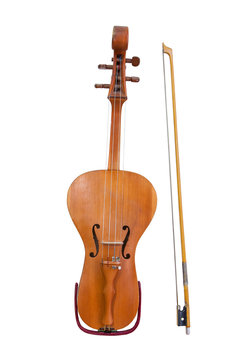 Kazakh folk musical instrument kobyz - prima isolated on white background