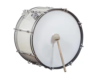 Fotobehang classic musical instrument big drum isolated on white background © borisblik
